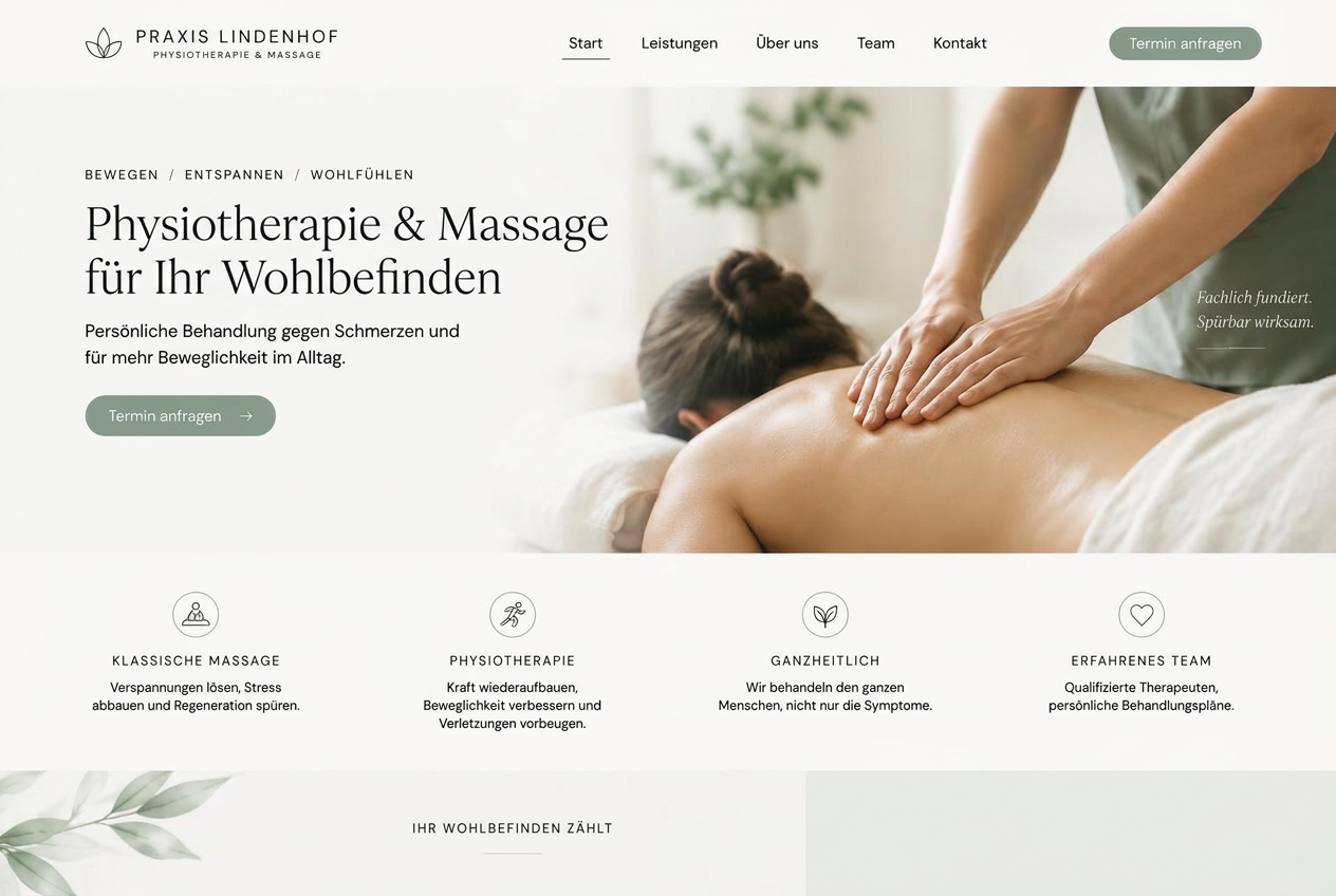 Demo-Website für Physiotherapie & Massage